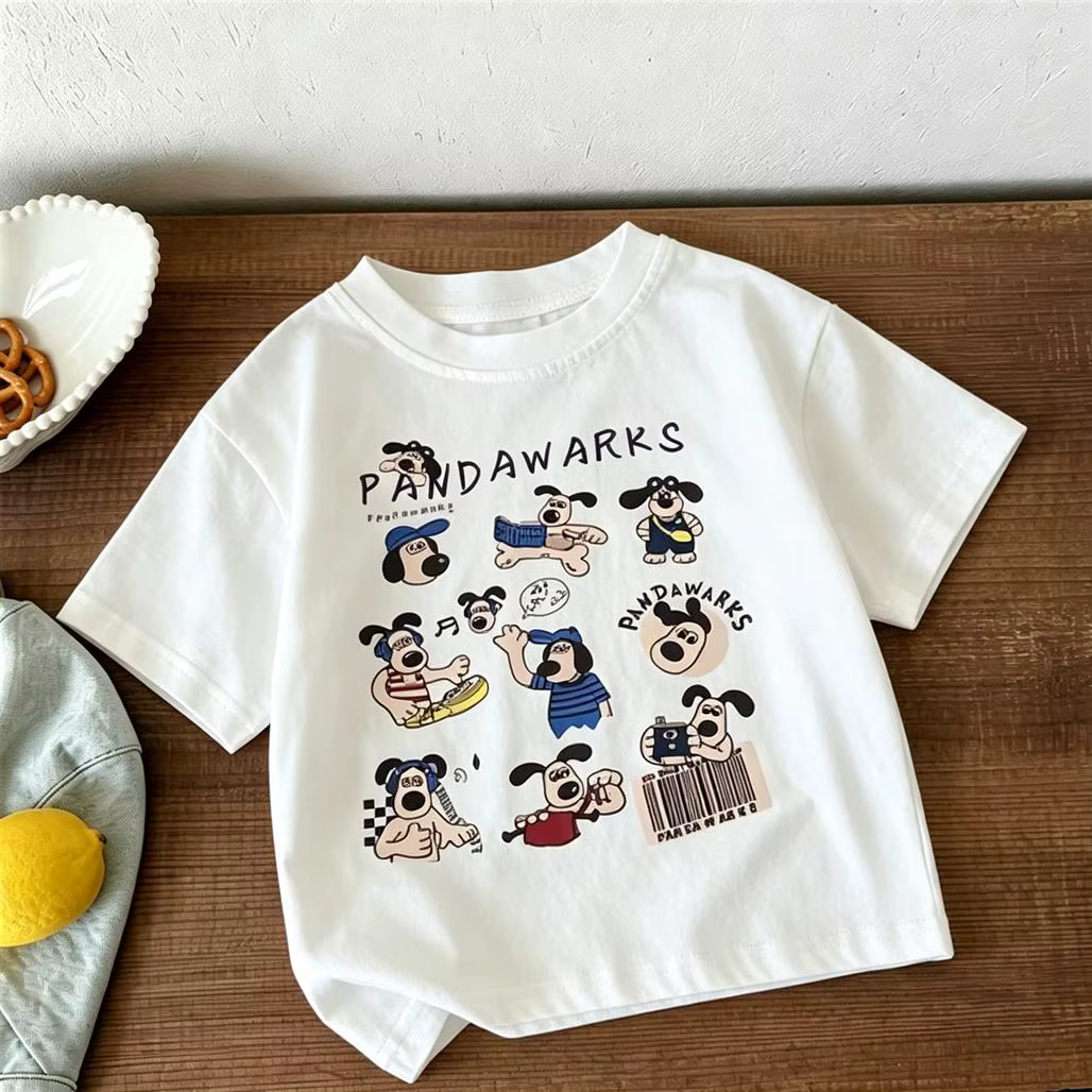 T-shirt imprimé pour filles, vêtements décontractés à la mode pour enfants, hauts à manches courtes,