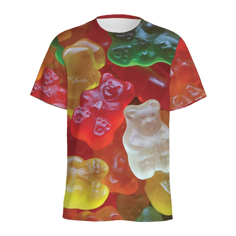 T-shirt à motif bonbon de dessin animé pour hommes et enfants, T-shirt Fudge GUNIT-shirt imprimé en 