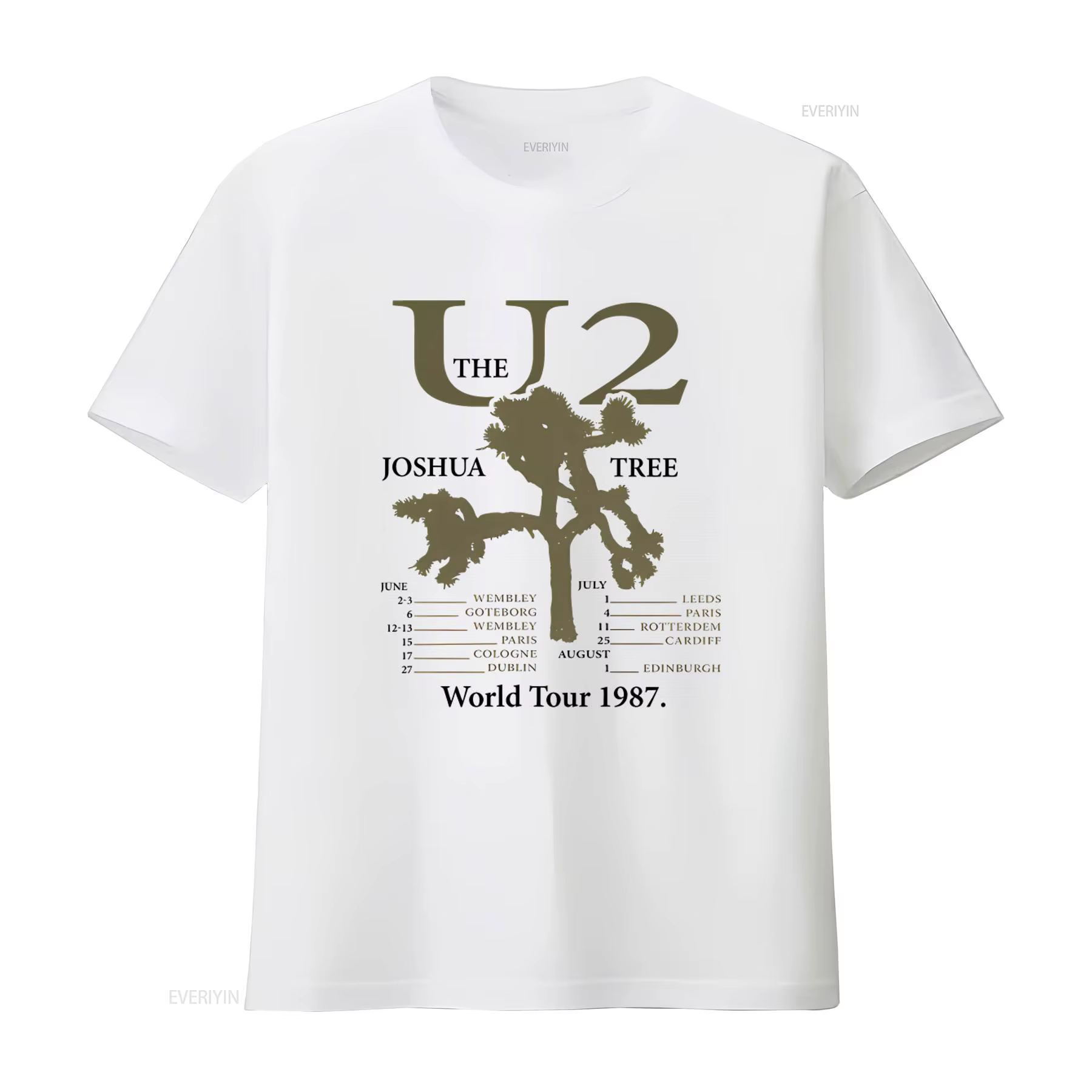 T-shirt vintage du groupe de rock U2 The Joshua Tree World Tour 1987, souvenir de concert, haut déla