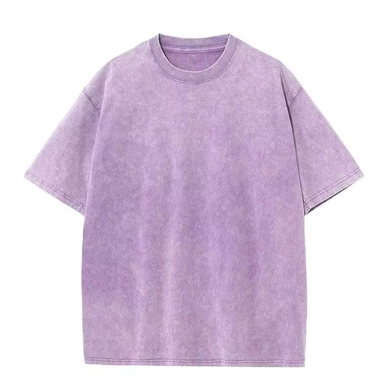 T-shirt Homme Oversize Lavé 230G Coton Été Vintage Manches Courtes Ample Streetwear Décontracté Coul