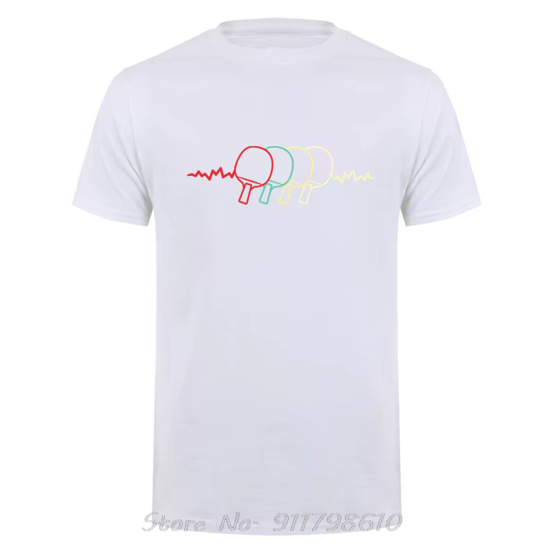 PingPong battement de coeur coton T-shirt été unisexe hauts t-shirts Tennis de Table surdimensionné 