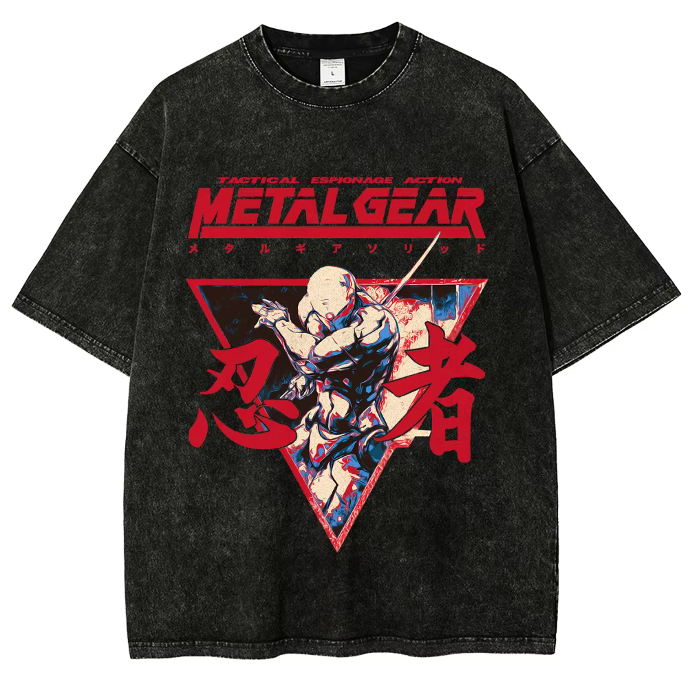 T-shirt délavé Metal Gear Solid, nouveau modèle 2026, vêtement de style personnalisé, pour toute l'a