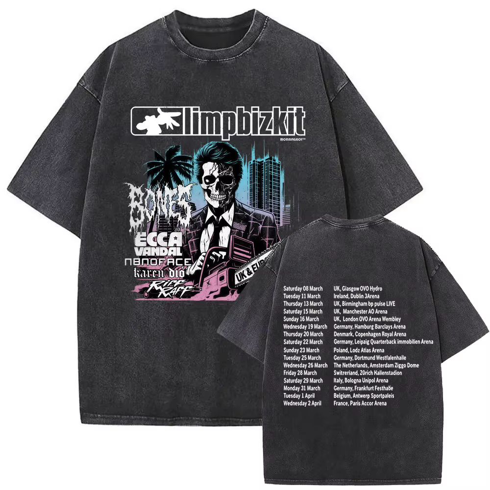 Y2k t-shirt hommes vêtements lavé Vintage groupe de Rock Limp Bizkit Album graphique 2025 hommes vêt