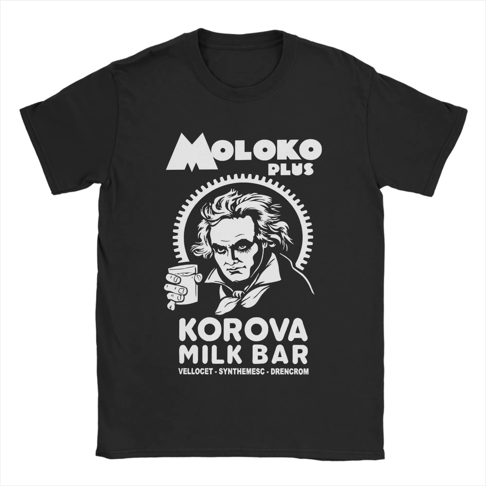 T-shirt pour hommes A Clockwork Orange Moloko Plus, en pur coton, drôle, à manches courtes, col rond