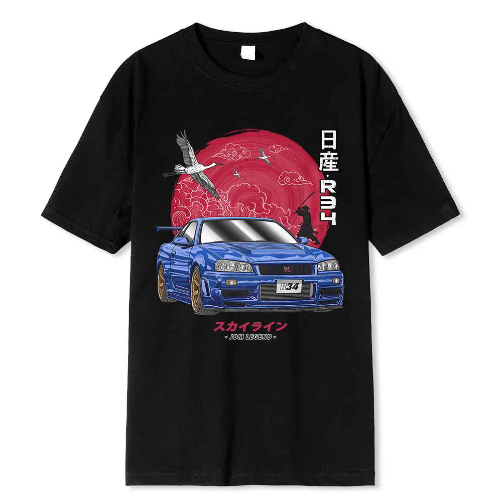 T-shirt Initial 100 _ coton T-shirt hommes été à manches courtes hauts japon décontracté impression