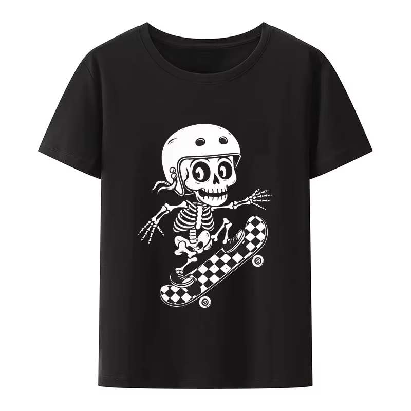T-shirt unisexe avec impression de patins de crâne drôle, Ropa Hombre, Punk, esthétique, loisirs cré