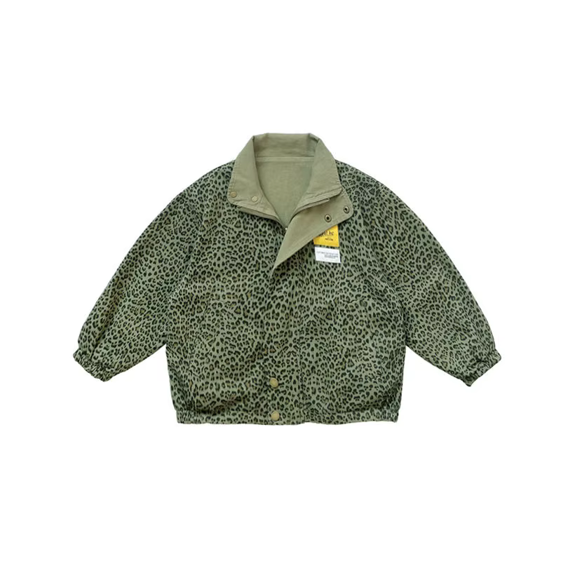Veste Léopard des Deux Côtés pour Bébé Garçon et Fille, Manteau à Manches sulf, Vêtements d'Extérieu