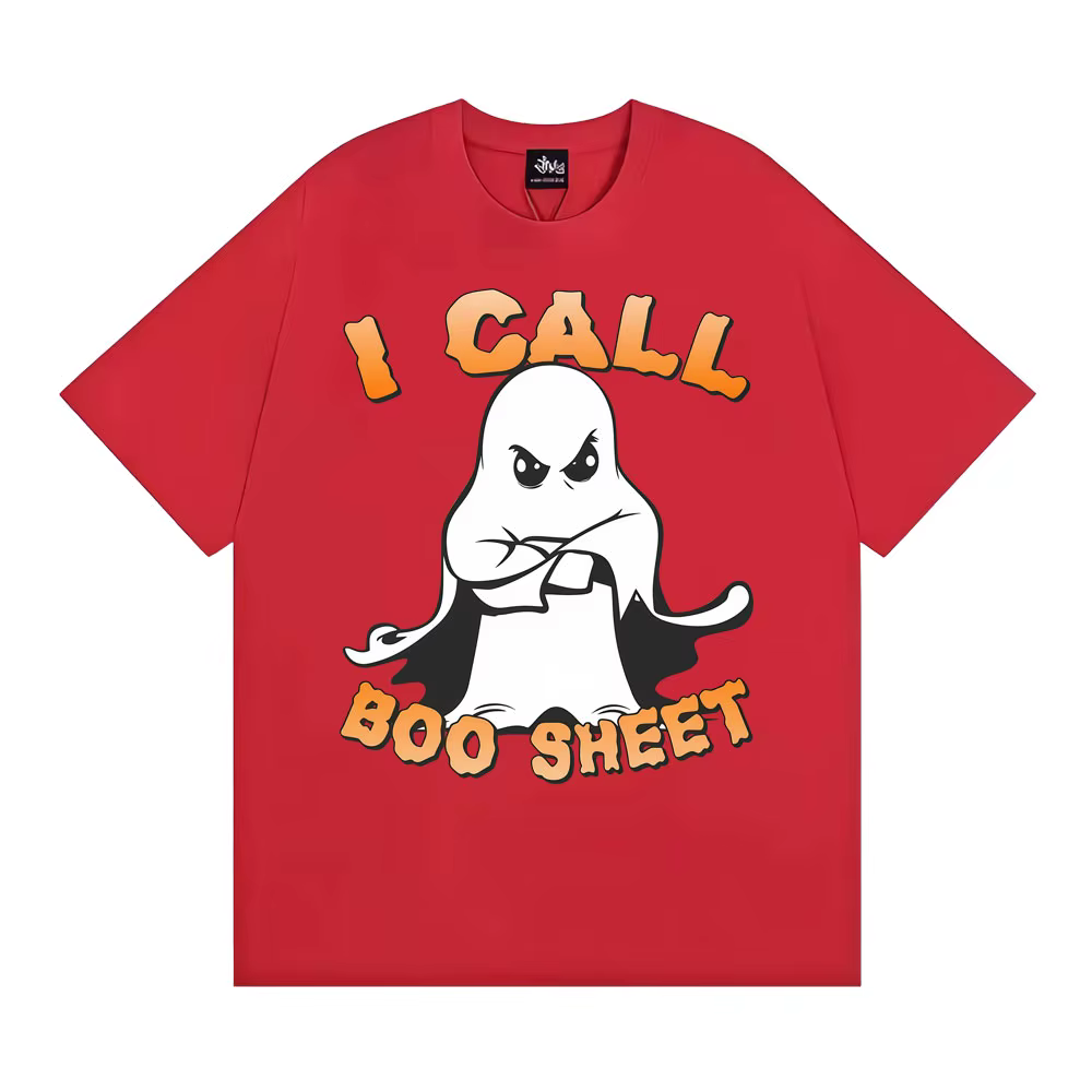 T-shirts graphiques amusants Halloween 'I Call Boo Sheet Ghost' pour hommes et femmes, T-shirt vinta