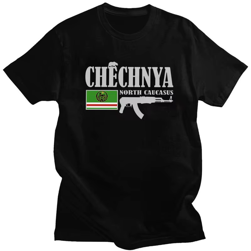 Personnalisé Chechnya Fighter t-shirts hommes pur coton t-shirt hauts drapeau tchétchène T-shirt t-s