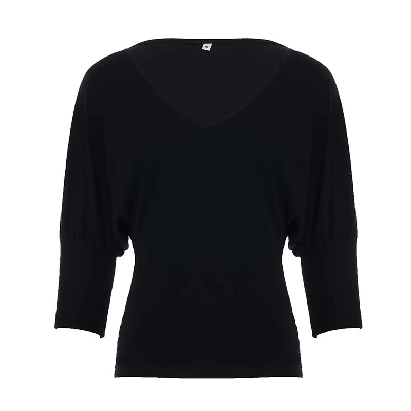 T-Shirt ajusté à épaules dénudées pour femmes, élégant, décontracté, solide, décolleté en v profond,