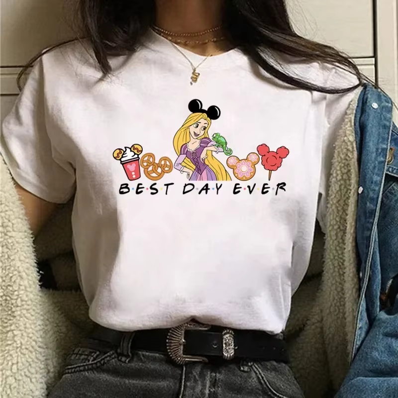 T-Shirt imprimé Disney Best Day Ever, décontracté, Harajuku, vêtements de princesse sumérienne pour 