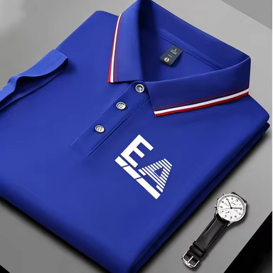 Polo d'été pour homme avec logo EA, col rayé à manches courtes, haut décontracté respirant pour l'ét