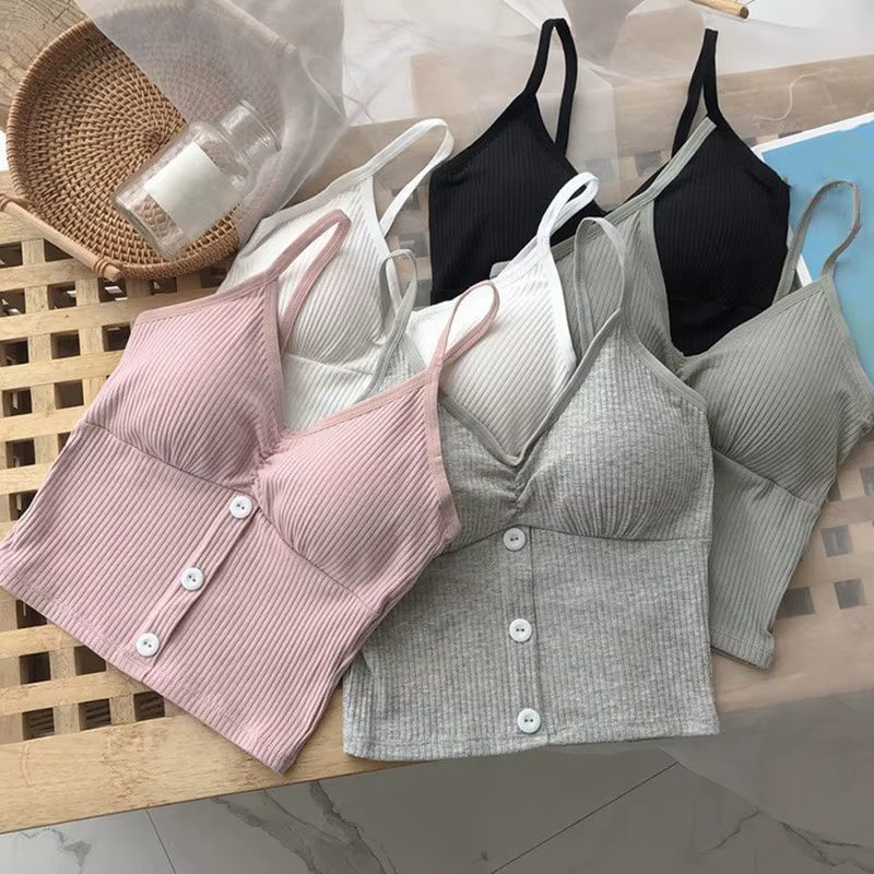 Femmes tricoté débardeur sangle gilet femme tricot haut court poitrine enveloppement pur sous-vêteme