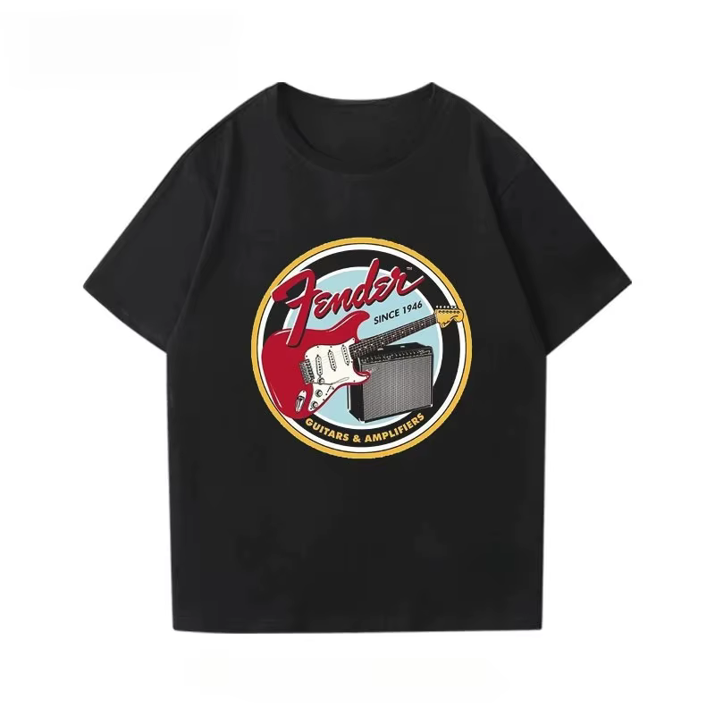 Fender guitare électrique à manches courtes imprimé T-shirt pour garçons guitariste Performance tenu