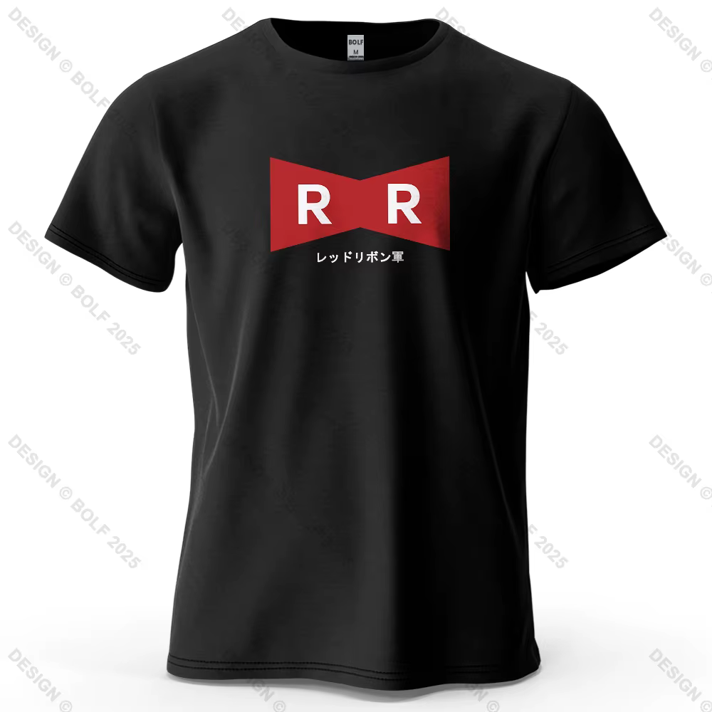 T-shirt imprimé Red Ribbon Army pour hommes, 100% coton, surdimensionné, avec graphiques d'anime, po