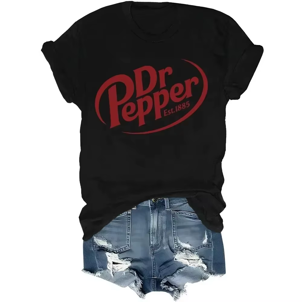 T-shirt 1885 Pepper Soda Lover Doctor Pepper, T-shirt à motif imprimé, décontracté, pour un style qu
