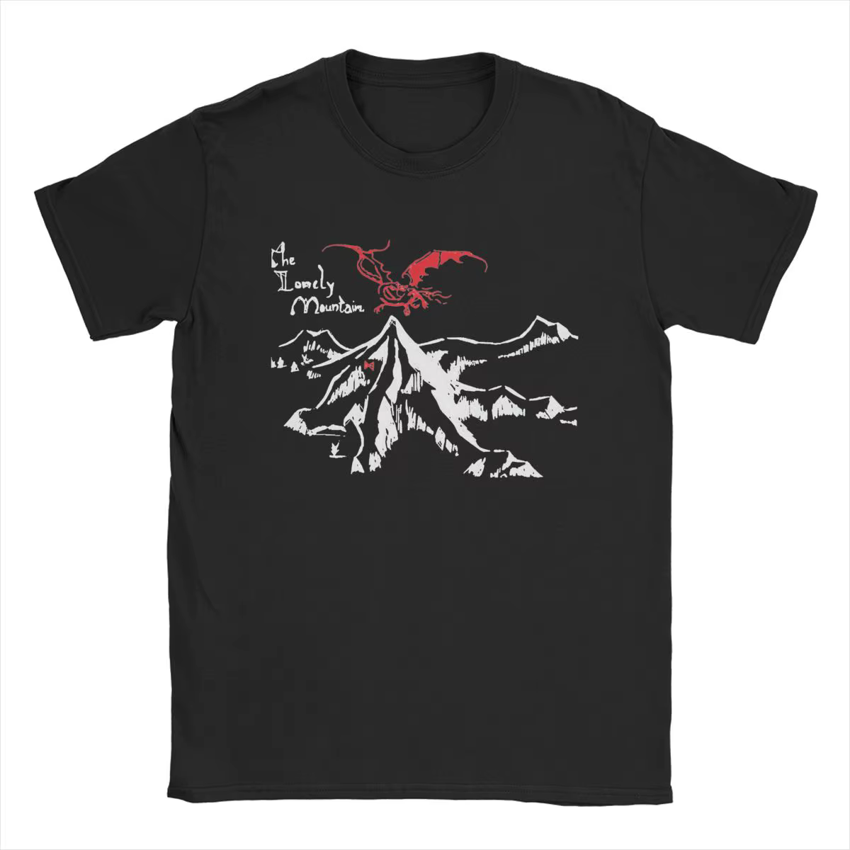 Hommes T-Shirt montagne solitaire t-les l-les des r-rings Mordor Vintage 100% coton t-shirts à manch