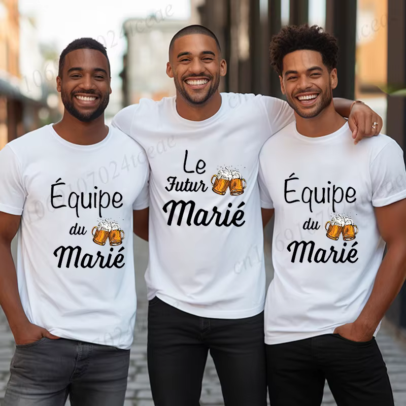 Evg-T-shirt pour Homme d'Équipe Française Manquant de Bière, Vêtement à la Mode pour Enterrement de
