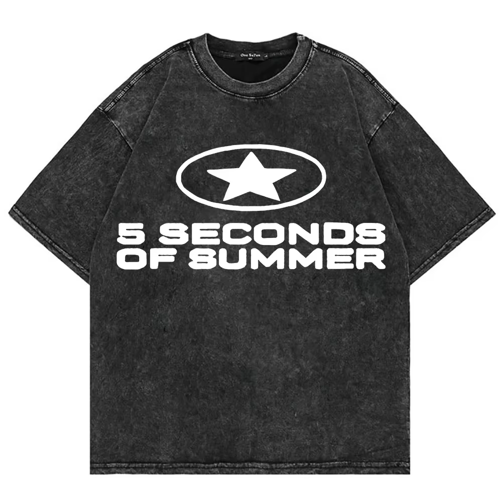 T-shirt oversize délavé 5 Seconds of Summer Everyone's A Star World Tour pour hommes et femmes, stre