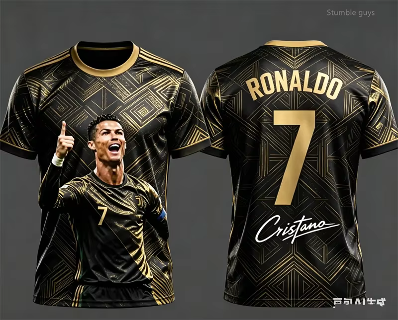 Tenue pour enfants avec design imprimé en 3D de Ronaldo pour l'été, maillot de football, t-shirt. Vê