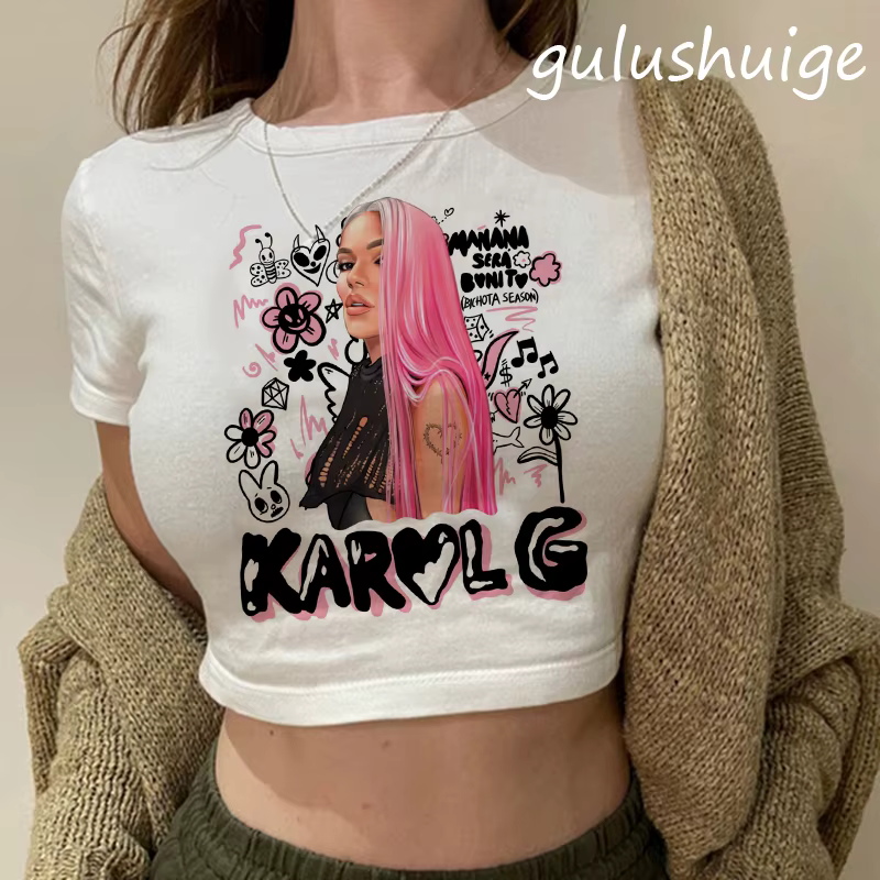 Années 90 Manana Sera Bonito Bichota Karol G t-shirt haut court femmes à manches courtes femme graph