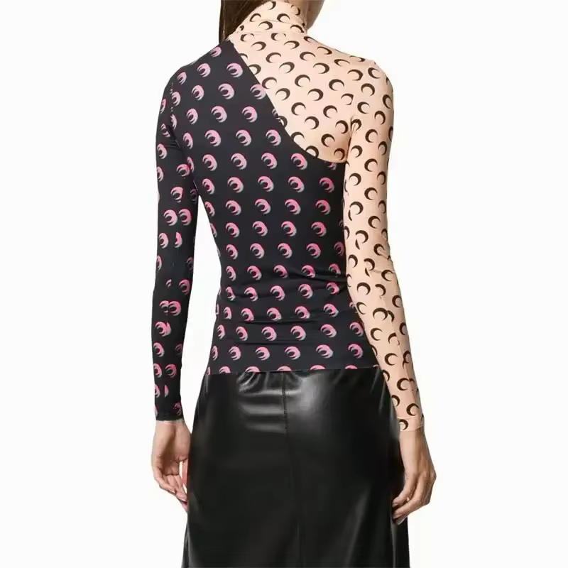 T-shirt décontracté à manches longues pour femme, imprimé lune, superposé, protection UV, coupe ajus