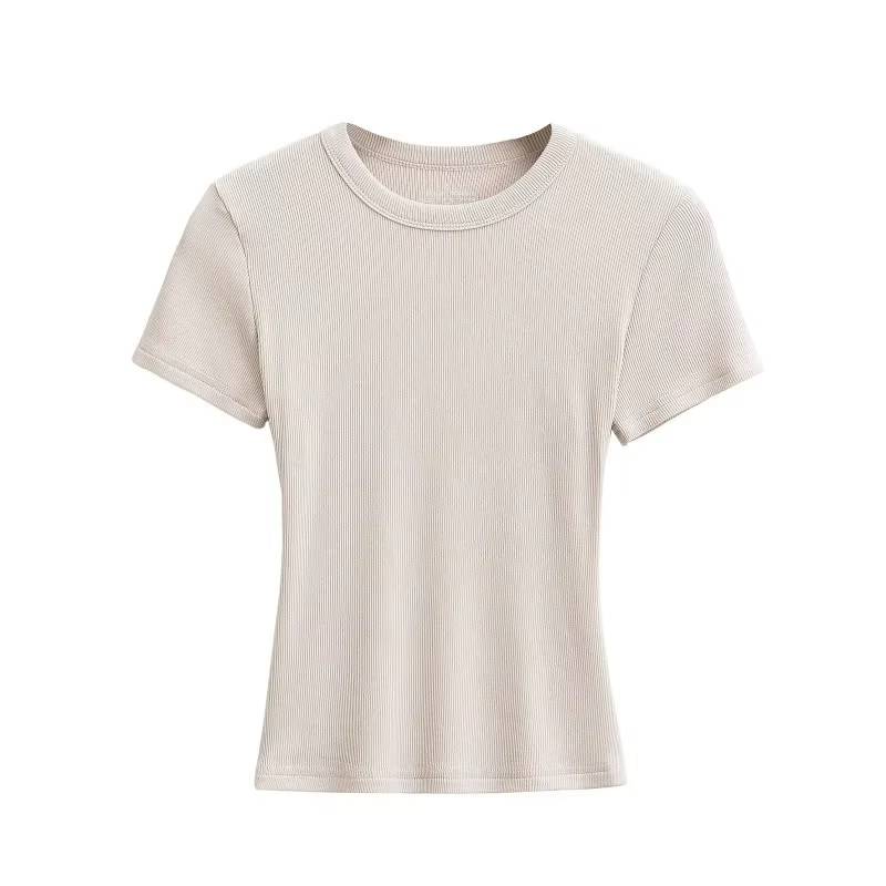 Tops courts d'été à col rond et très élastiques pour femmes, hauts à manches courtes, blouses sexy à