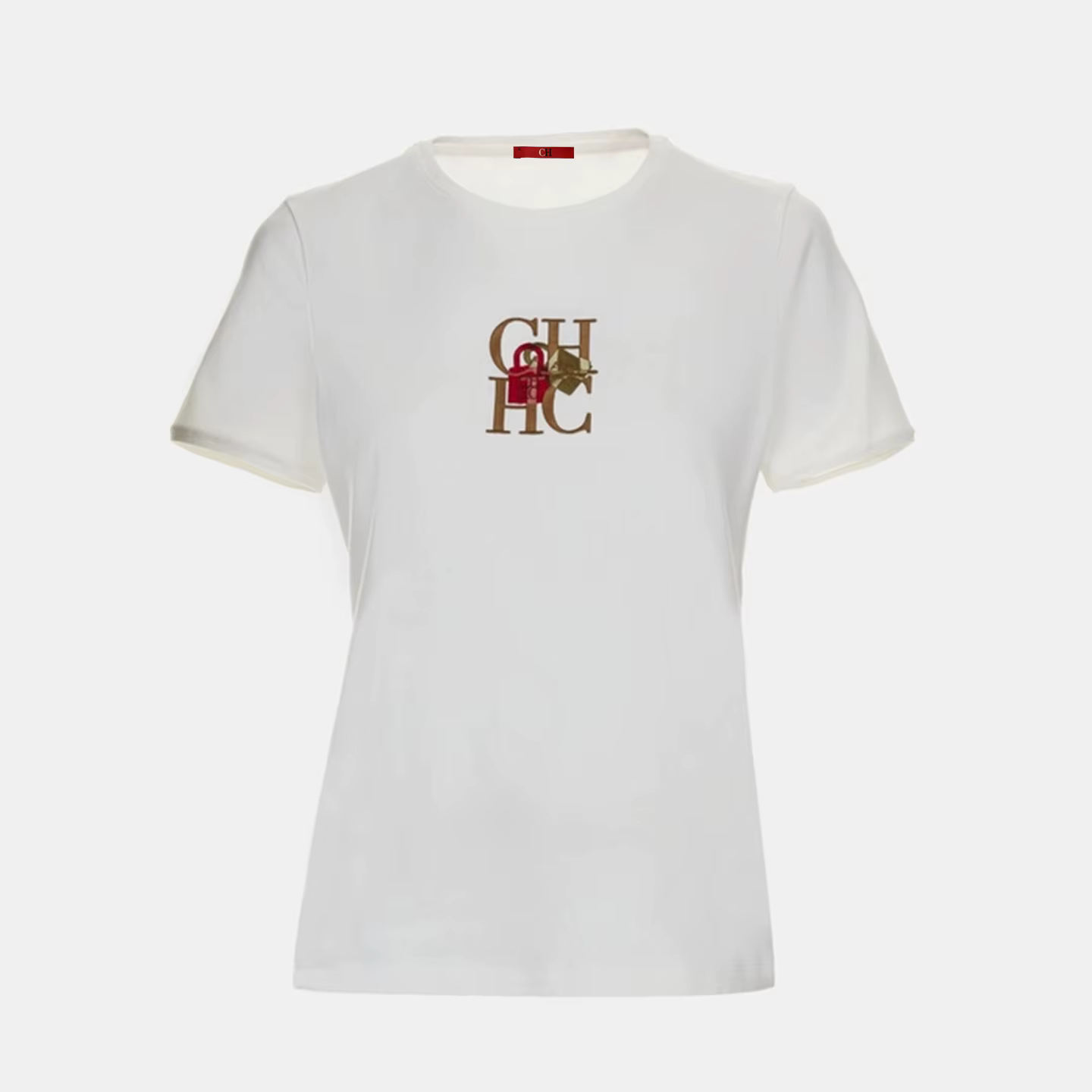T-shirt col rond pour femme CH, broderie lettre, manches courtes, coton doux, coupe ajustée, tenue q