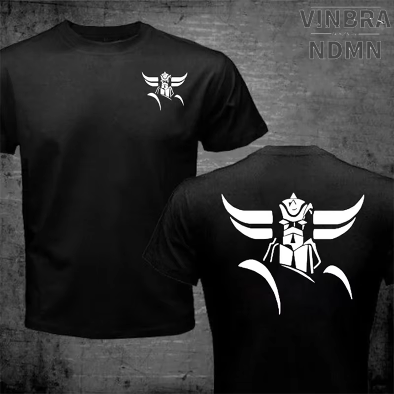 T-Shirt à manches courtes pour hommes, en coton, imprimé devant et arrière, Goldorak Grendizer Mazin