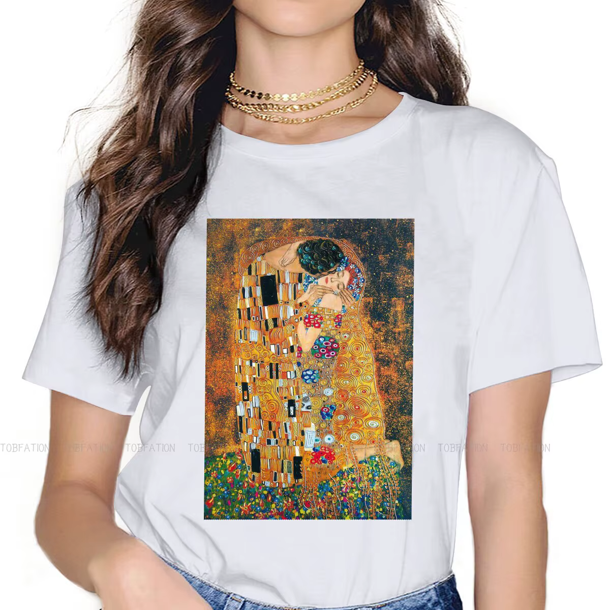 T-shirt vintage avec image de peinture pour femmes, vêtements pour femmes, GustAbility Klimt, Street