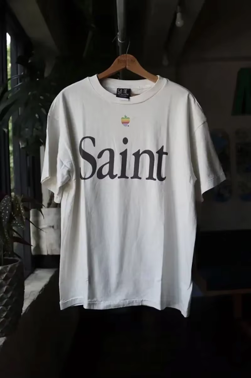 T-shirt Saint Michael avec logo imprimé 1:1, manches courtes, pour hommes et femmes, bonne qualité, 