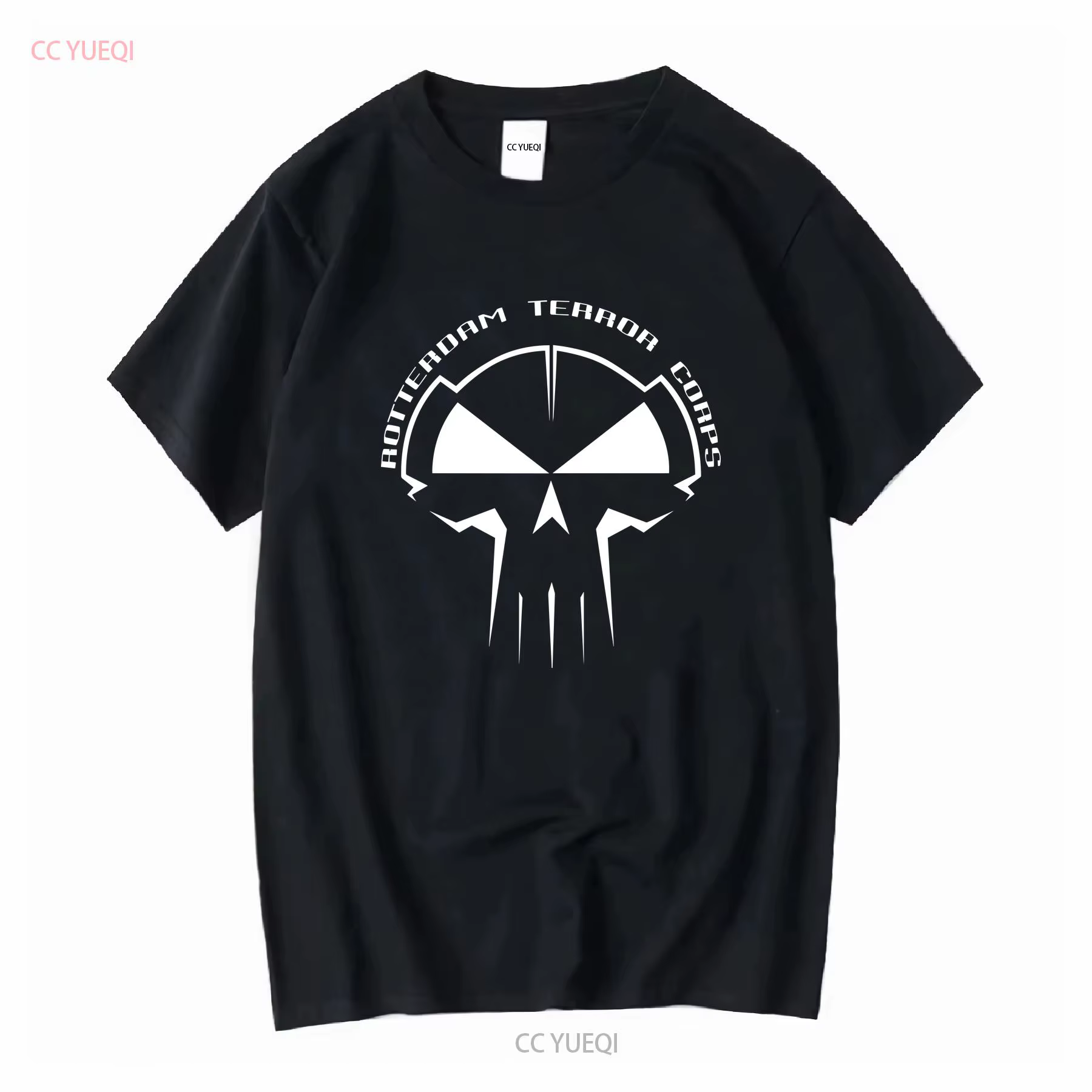 Rotterdam Terror Corps T Shirt Noir Hardstyle Gabba Hardcore Techno RTC vintage Lavé Unisexe Respira