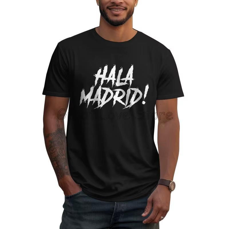 Hala Madrid lettres imprimer graphique T-shirt hommes été coton décontracté à manches courtes t-shir