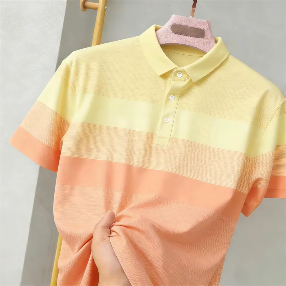 Polo sportif rayé color-block respirant et ample pour le quotidien, style décontracté, couleur contr