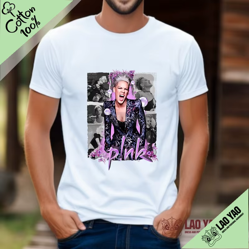 P!nk-T-shirt de festival de musique pour femme, chemise rose Singer Tour, Streetwear, vêtements goth