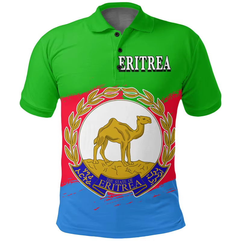 Polo imprimé 3D The Feel of Eritrea pour hommes, Cool, Emblem, Graphic, peuvFashion, Top Clothing, E