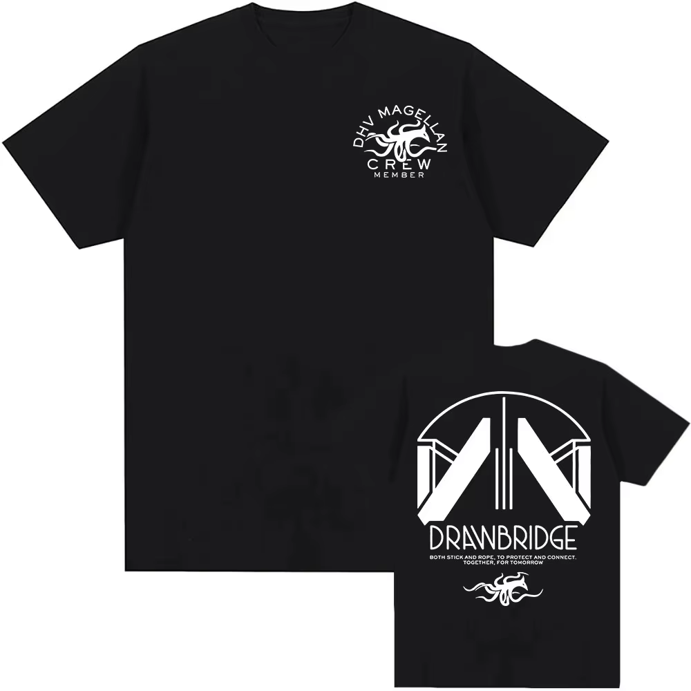 Death Stranding 2: On the Beach - DHV MAGELLAN Crew Member T-Shirt unisexe à col rond 100% coton à m