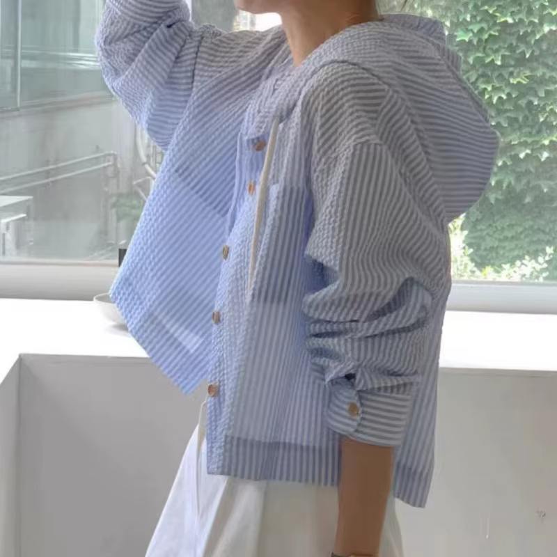 Chemise d'été pour femmes, mode parasol, manches longues, décontractée
