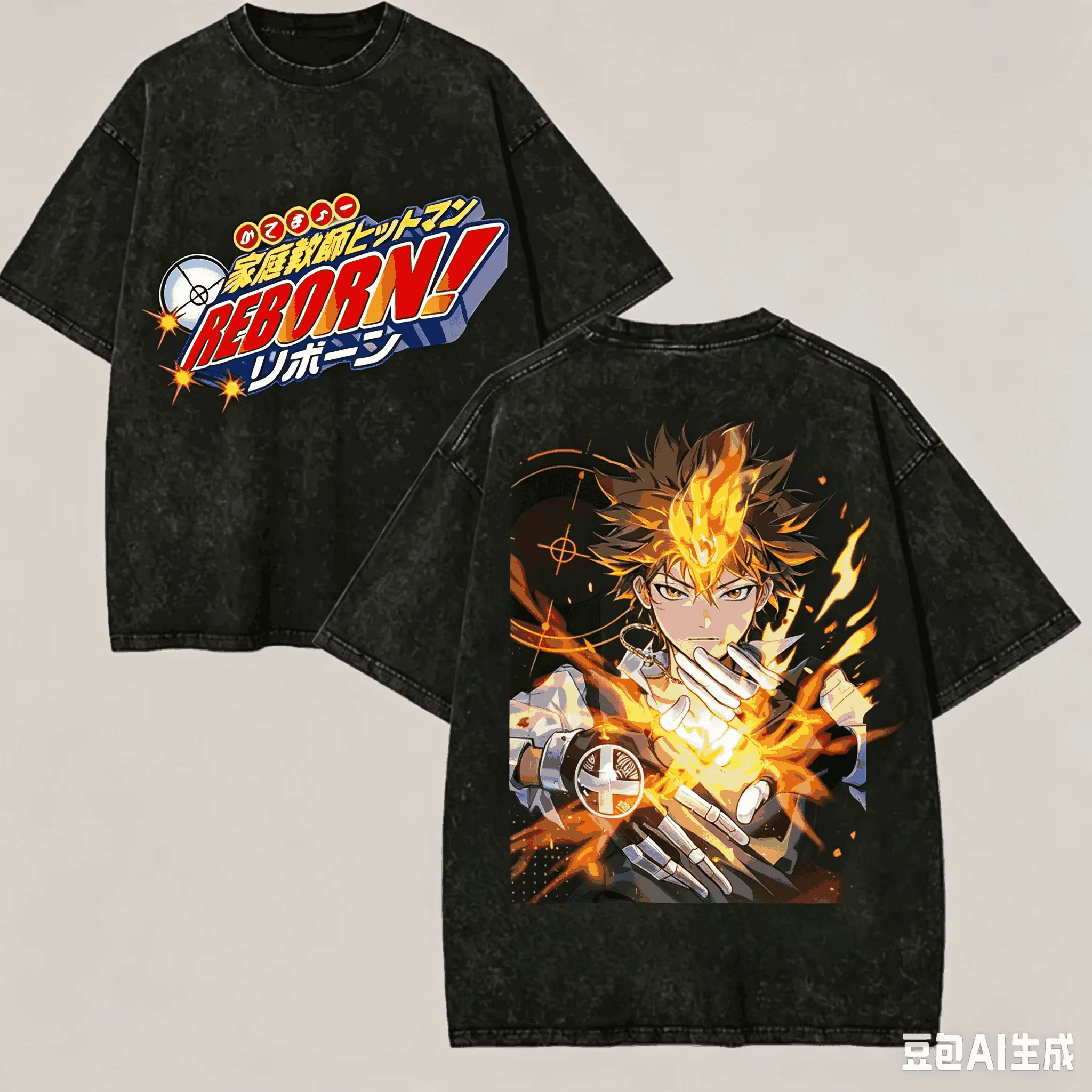 HITMAN REBORN! T-shirt lavé pour les amateurs d'anime, style Harajuku, nouveau modèle, surdimensionn