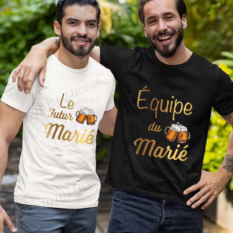 Evg-T-shirt pour Homme d'Équipe Française Manquant de Bière, Vêtement à la Mode pour Enterrement de