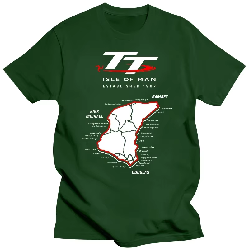 T-shirt Cool Isle of Man TT Map, pur coton naturel, agréable