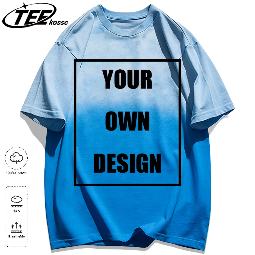 Motif personnalisé logo bricolage hommes cravate-teinture T-Shirt décontracté ample été coton T-Shir