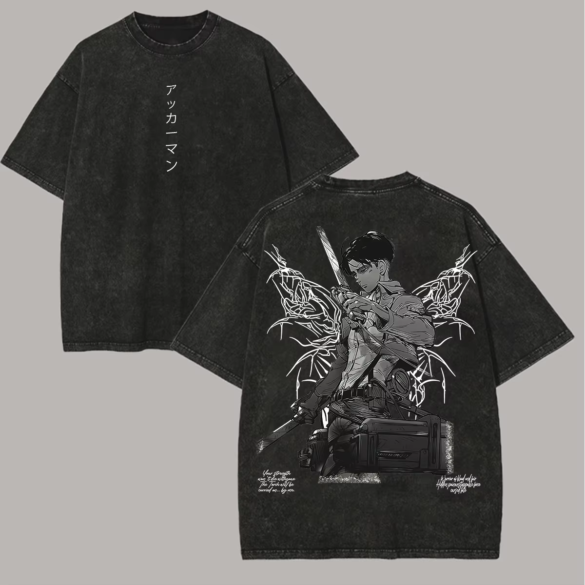 T-shirt imprimé Levi de l'attaque des titans pour hommes et femmes, style Harajuku, en coton lavé vi