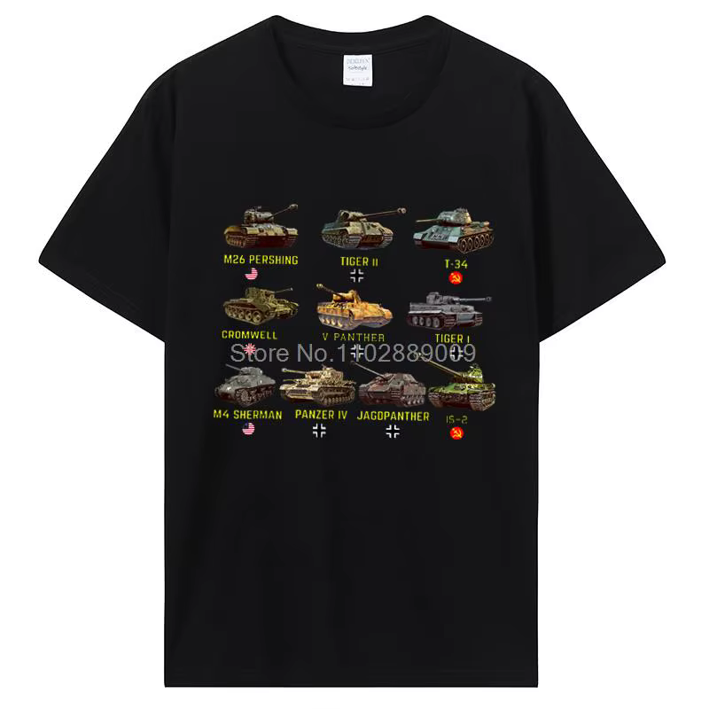 Nouveaux réservoirs M4 Sherman Panzer IV Tiger II T-34 T-Shirt hommes décontracté coton T-Shirt Cool