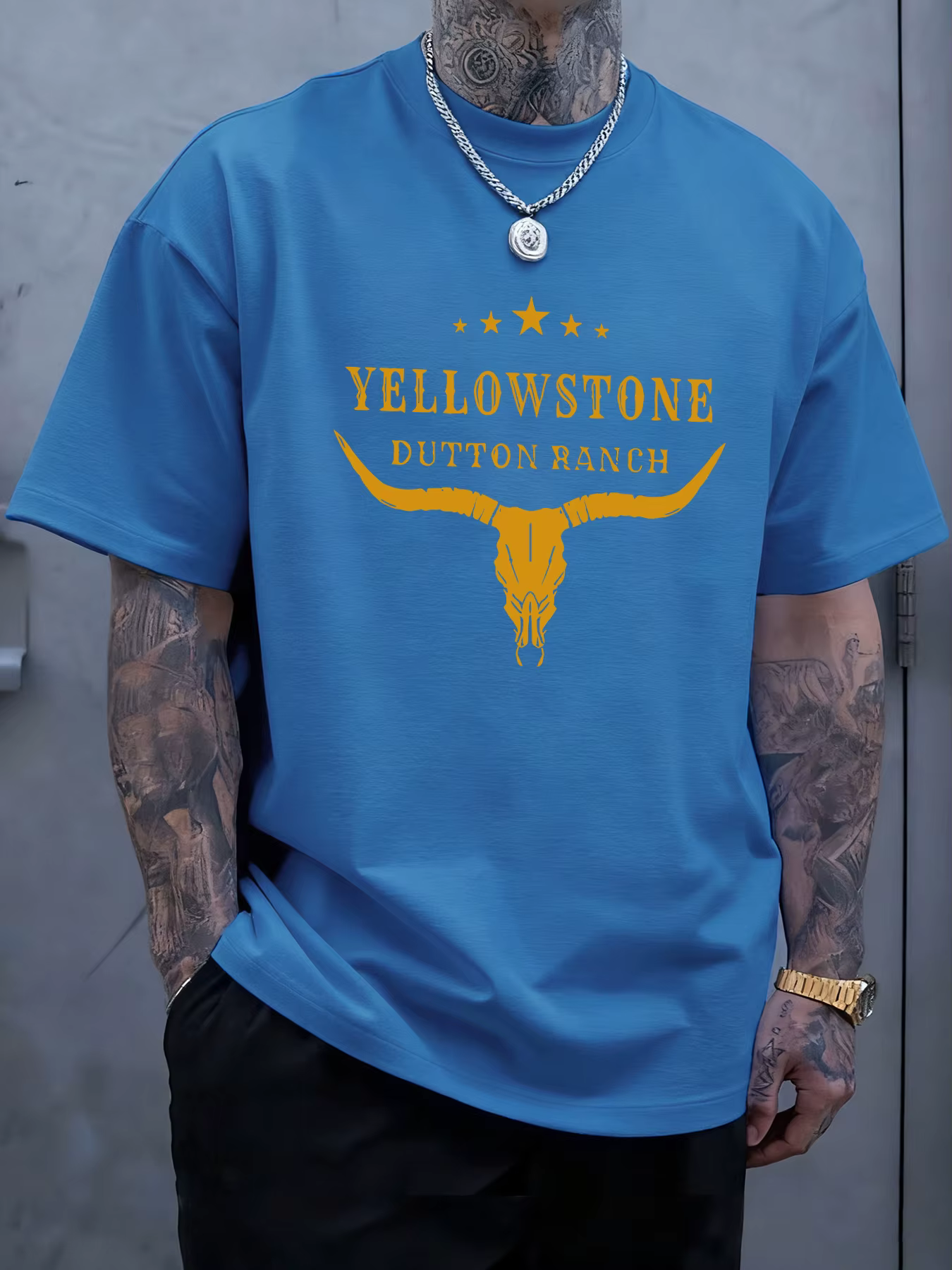 Pierre jaune Dutton Ranch imprime T-Shirt hommes Sport haut tendance coton doux t-shirts été tout-Ma