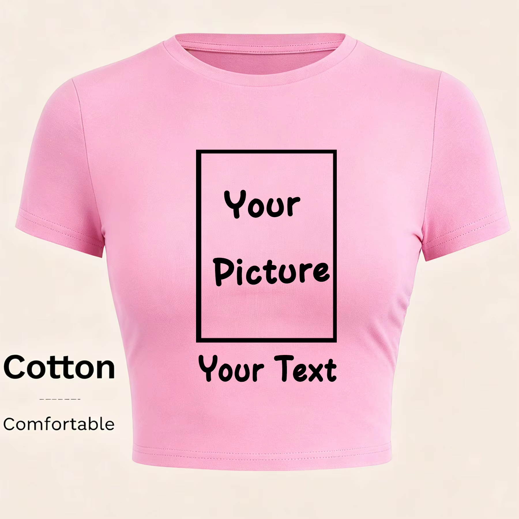 T-shirts personnalisés avec logo, image, texte, coupe ajustée pour femmes, style y2k, col rond, t-sh