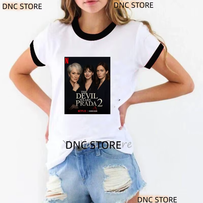 T-Shirt à manches courtes pour femmes, avec impression graphique du film drôle « The Devil Wears P