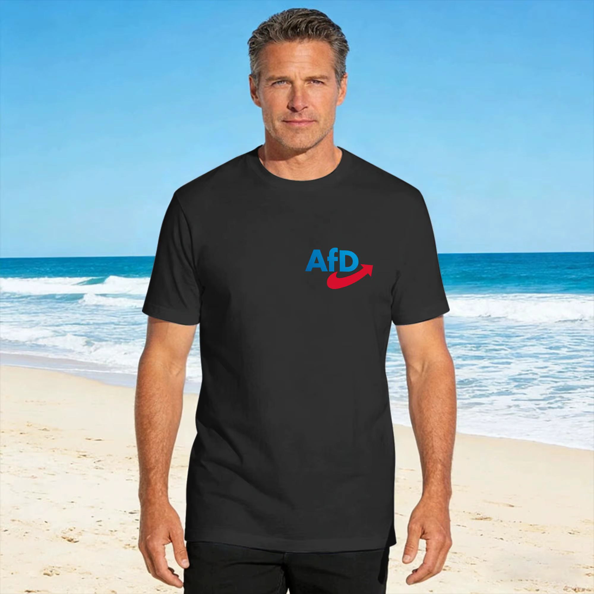 Afd Alternative Logo T-shirt en coton d'été pour hommes, t-shirt décontracté populaire à manches cou