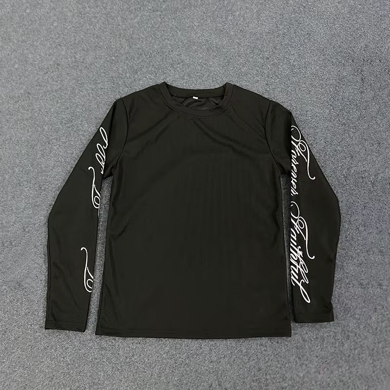 T-shirt à manches longues rétro américain Y2K, col rond décontracté, léger et respirant, imprimé let