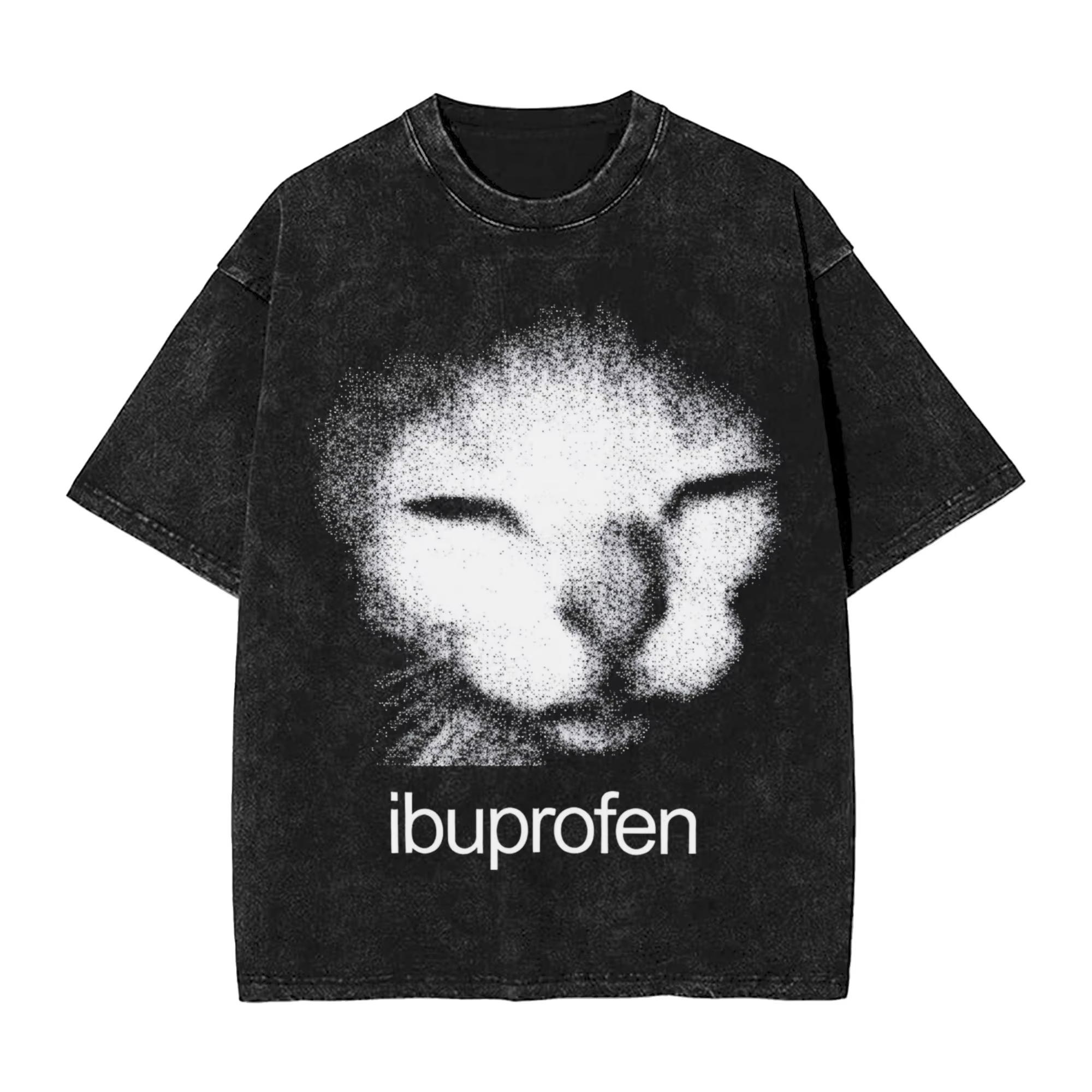 T-shirts délavés chat Meme Ibuprofen Hip Hop Vintage T-Shirt haute rue Streetwear coton imprimé haut